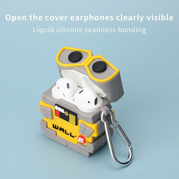 AirPod 2/1 -kotelo, 3D-suloinen piirretty Wall-E-kuorikuvaus tytöille, lapsille, teini-ikäisille AirPod (Wall-E)