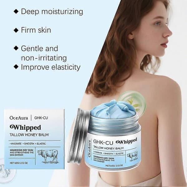 Pisket Talg Honning Balsam 60g, Oksetalg Anti-Aging Behandling til Tør & Følsom Hud 3pcs