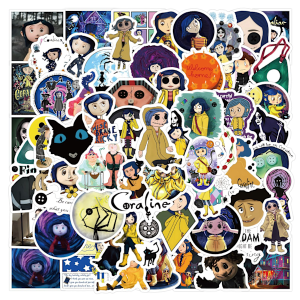 Coraline Vedenpitävät Tarrat (60 kpl) Hydroflask Vedenpullolle Esteettiset Vinyyli Tarrat Kannettavalle Lautakuntoon Matkalaukkuun Teineille Lapsille/Cor
