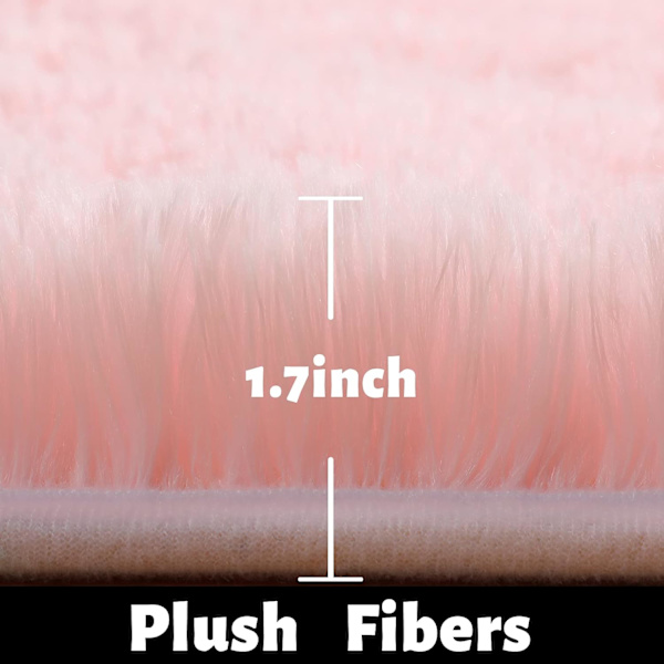 Lyserød rund måtte til pigeværelse, fluffy tæppe 4ft X 4ft til børn