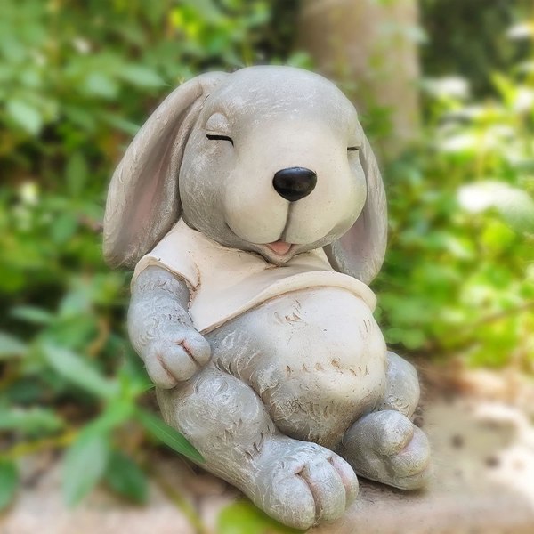 Söt kaninstaty för trädgårdsdekorationer Utomhusprydnad, harts kaninfigurer Skulpturer Hantverk för uteplats, trädgårdstillbehör