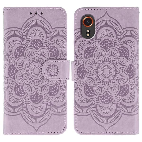 For Samsung Galaxy Xcover7 Case PU Leather Mandala Embossed Design Wallet Phone Case Multicolor
