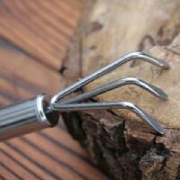 Hagesett med 2 deler, rustfritt stål håndtak hagehåndverktøy miniatyr hagerake spade for frøplanter, bonsai, sukkulenter