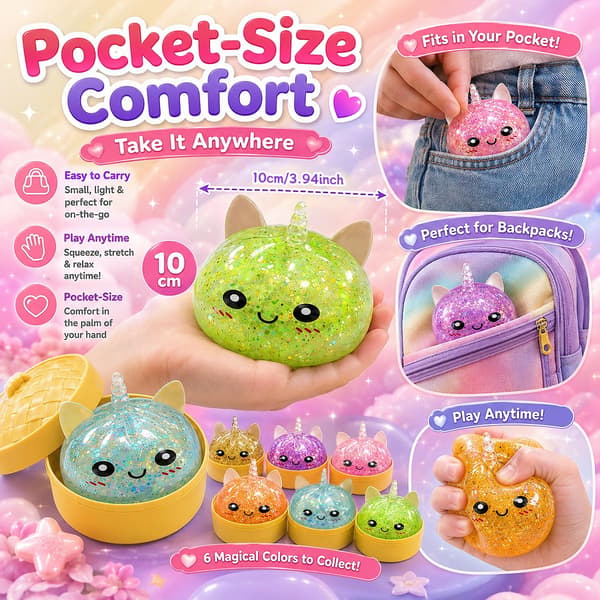 Dumpling Squishy Fidget-lelut, Glitter Vihreät Squishies Puristuslelu
