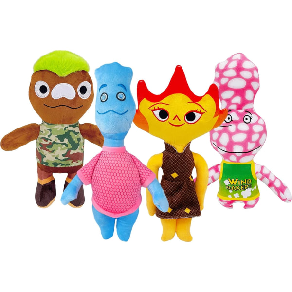 Elemental Plyschleksak, Ember Wade Mjuk Plyschfigur Docka för Elemental Fans, Plyschdockor Presenter till Barn Vänner Pojkar Flickor (4PCS)