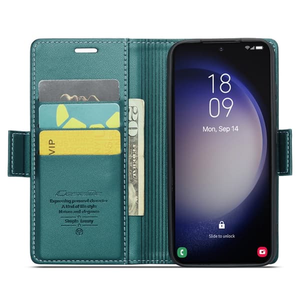 CASEME Galaxy S24 Etui RFID Slim Læder Grøn 77