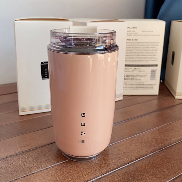 Termosmugg Varm Kaffe Isolerad Termosmugg Sportvattenflaska med Mellanskikt Vatten Vit Termosmugg 350ml Pink