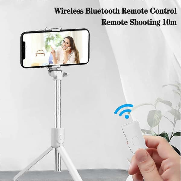 Selfiepinne-stativ for smarttelefoner med Bluetooth og justerbare uttrekkbare ben