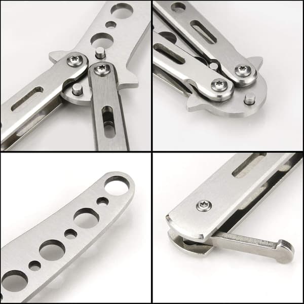 Butterfly Knife - 2-pack Butterfly Knife Training Tool Steel Metal for Practicing Flipping Tricks, Balisong Trainer Black & Silver