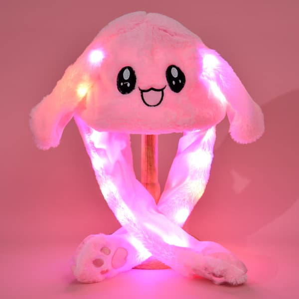 Luminous Rabbit Hat with Ears, Cute Plush Toy Warm Hat