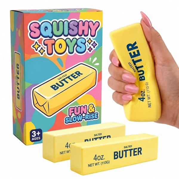 2-pack smörsquishy-leksaker, långsamt stigande dumpling-squishy-klämleksaker för sensorisk stresslindring, presenter för pojkar, flickor, vuxna,