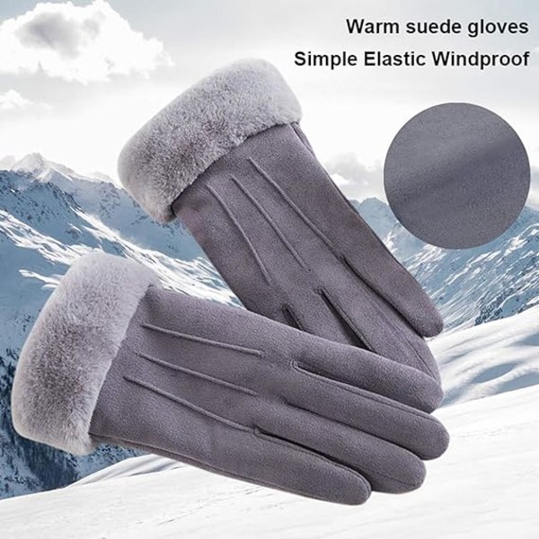 Damvantar Vinter Varma Touchscreen Handskar Termisk Mjukt Foder Elastisk Manschett Textning Handskar