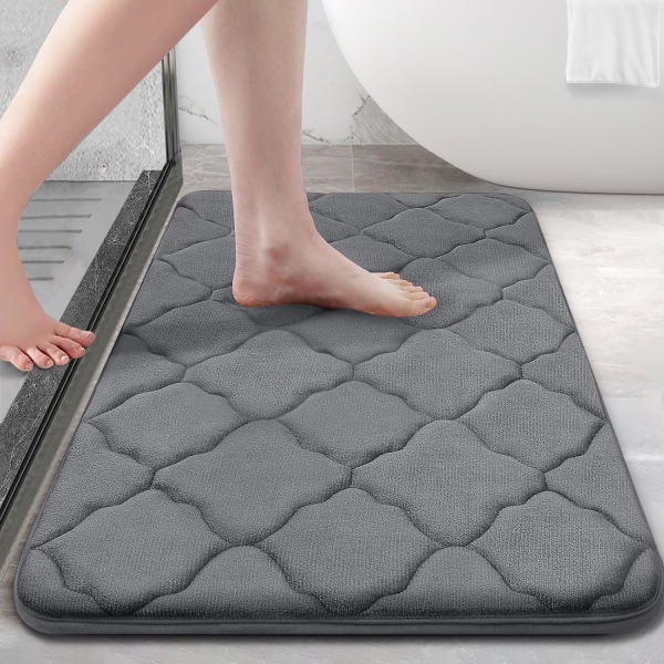 Memory Foam Bath Mat Rug 24x16, Ultra Soft Non Slip and Absorbent Bathroom Rug, Machine Wash Dry,Comfortable, Thick Bath Rug Carpet for Bathroom Floor