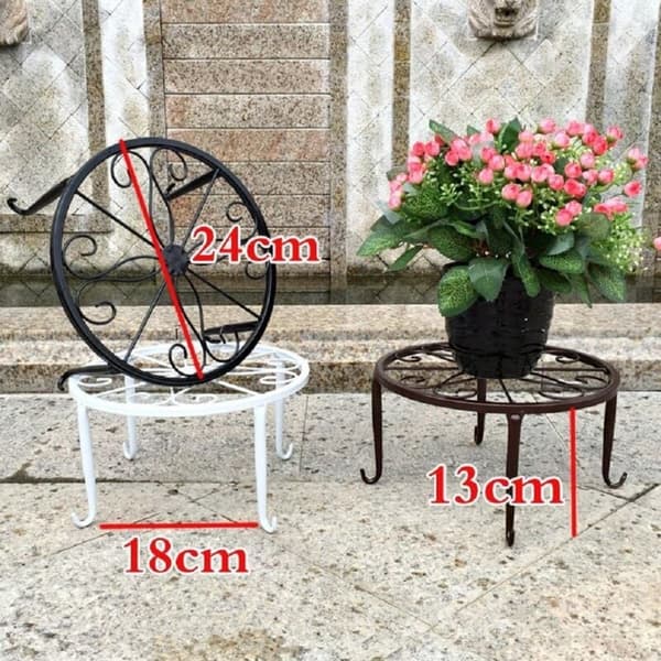 Wrought Iron Metallic Plant Stand, Rust-Resistant, 9 Inch, Black