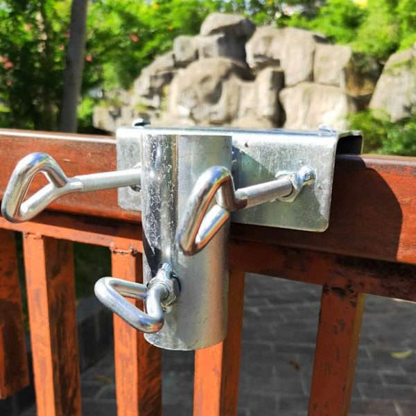 Rustfrit paraplyholder i rustfrit stål | Fastgør til gelænder, hegn, tribuner, 1,5\" justerbart stang hul, klip bred maks 2\"