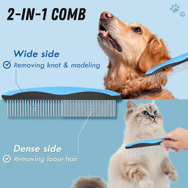 Hunde Grooming Børste og Metal Kam, Undercoat Rake til Hunde Grooming Tilbehør Dematting Deshedding Børste til Fældning Værktøj til Langt Filtret Hår Kæledyr
