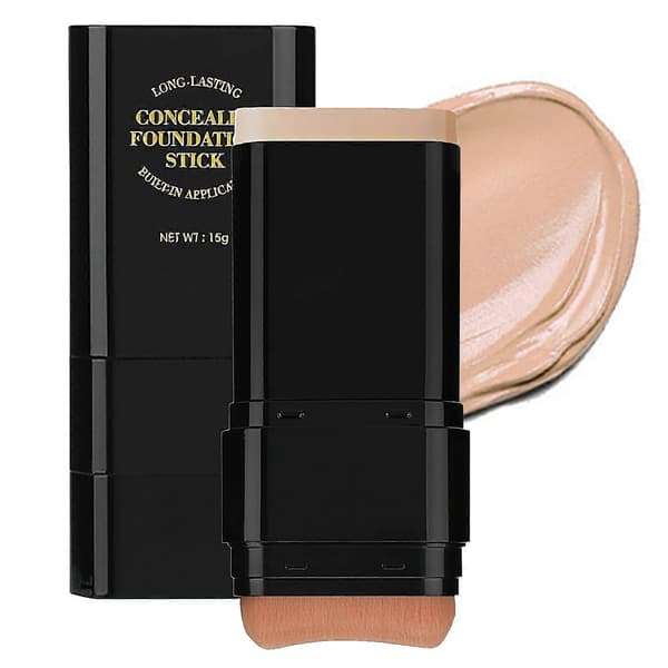 Dobbeltsidig Foundation Stick og Hydrerende Concealer for Lys Hud, Full Dekning, Reisevennlig