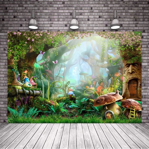 7x5ft Enchanted Forest Photo Backdrop, Fairy Tale Wonderland Backdrop, Alice ​för flicka Prinsessans födelsedagsfest Nyfödd dekoration Fotobås rekvisita