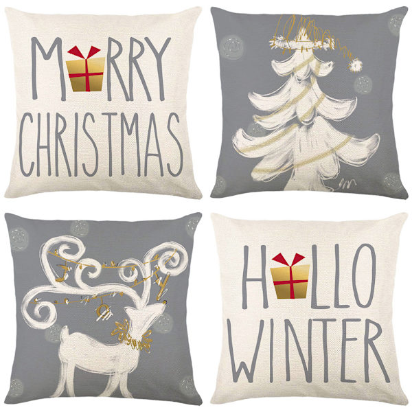 Jul kuddfodral jultomten snögubbe kasta kuddfodral glatt ljust låt det snöa kuddfodral, 18 x 18 tum, 4-pack