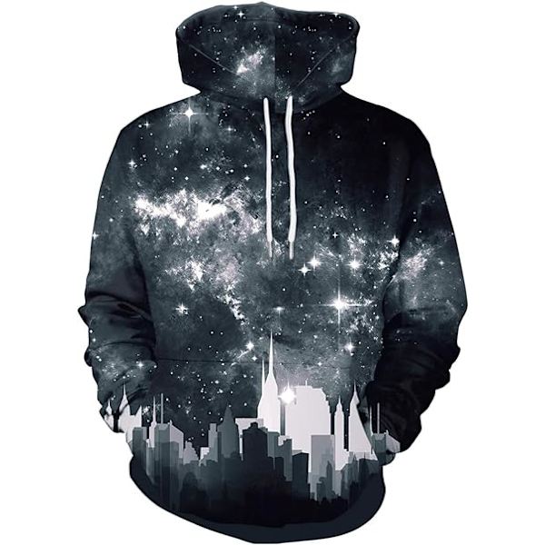 Herr långärmad huvtröja Halloween rolig besättning hals sweatshirt med känguruficka jul flerfärgad 3D-tryck tröja tröja（Storlek：XL） Style13 XL