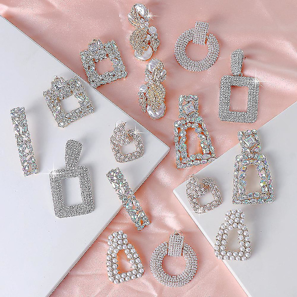 2022 Nye Mode Boho Krystal Øreringe Til Kvinder Rhinestone Statement Perle Drop Dingle Øreringe Jule Smykker Gaver