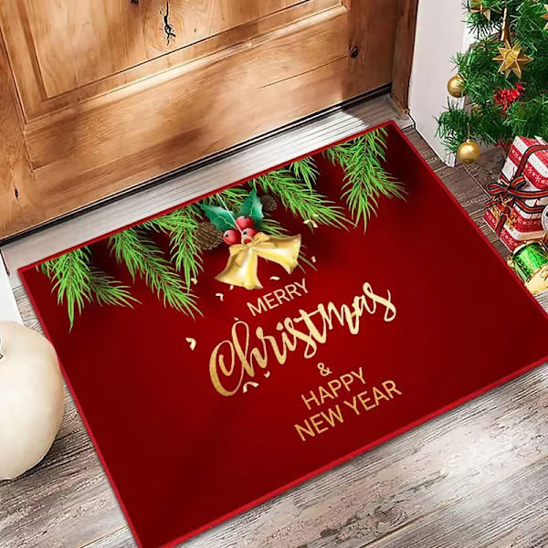Joulupunainen ovi matto, 1 pakkaus vettä imevä ja liukumaton kylpyhuone matto, kristal sametti matto (Punainen2-40X60cm) Style03 40*60cm