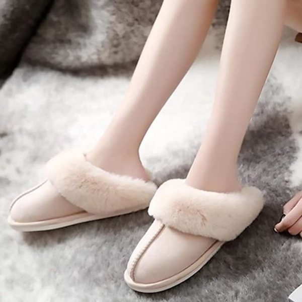Husslippers för kvinnor och män, luddiga fluffiga minnesskum slip on hussko halkfria supervarma (storlek: 9-10)