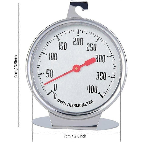 Ovnstermometer, temperaturmåler umiddelbar avlesningstermometer rustfritt stål sonde med krok