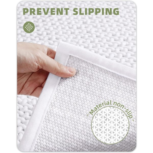 20\"x32\" Chenille Badrumsmattor - Färg G Tunna Badrumsmattor Passar Under Dörr - Absorberande, Platt, Halkfri, Mjuk, Maskintvättbar