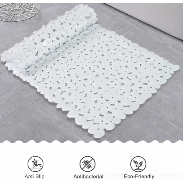 Liukumatonta Kivimuotoista Kylpyammeen Matto Musta 16 W x 35 L Tuumaa (Vain Sileille/Tekstuurittomille Ammeille) Turvallinen Suihkumatto Viemärireikillä, ImuKupit Kylpyhuoneeseen