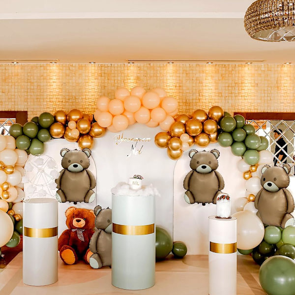 4D 35'' Store brune bjørneballoner Tegneserie Teddy Bear festartikler, 4 pak matte bjørn Helium Mylar folie balloner til Jungle Woodland