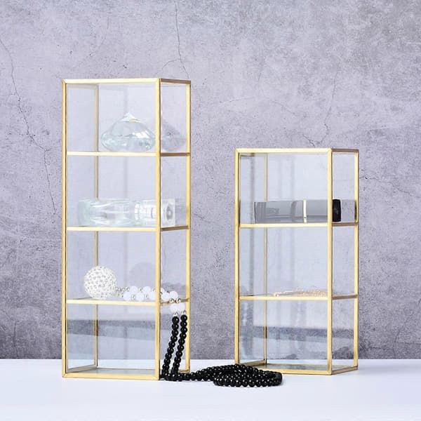 Nordic Minimalist Glass Storage Box (Three Compartments) with Brass Edge
