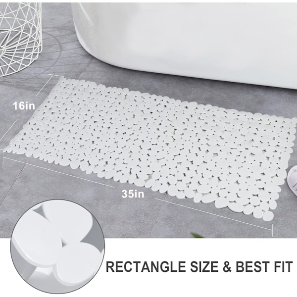 Liukumatonta Kivimuotoista Kylpyammeen Matto Musta 16 W x 35 L Tuumaa (Vain Sileille/Tekstuurittomille Ammeille) Turvallinen Suihkumatto Viemärireikillä, ImuKupit Kylpyhuoneeseen