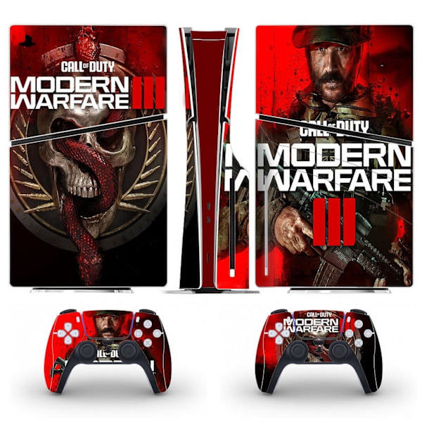 Playstation 5 Slim Ps5 Slim COD Modern Warfare Skin Decal Och Controller Stickers Set, Reptålig (Disk) Style04