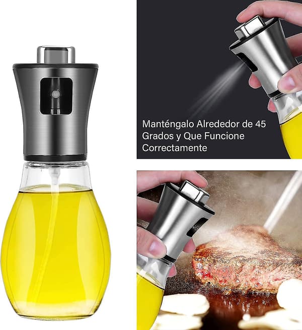 Oliesprøjtedispenser 200 ml Klar Rustfrit Stål Olivia Olieflaske Lækagesikker, Eddike Glasdispenser Til Madlavning