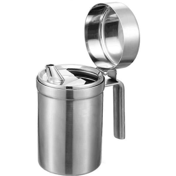 550ML Olivoljedispenserflaska i rostfritt stål för kök, grill, läckagesäker med bred öppning och lock