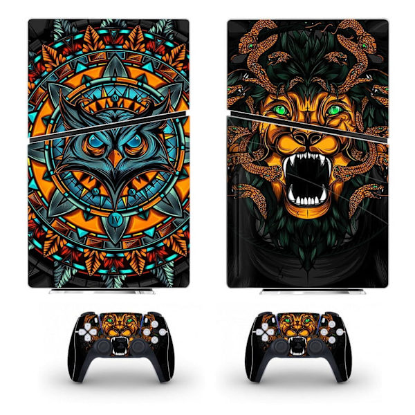 Playstation 5 Slim Ps5 Slim Lion Skin Decal Og Controller Klistremerker Sett, Riperesistent (Disk) Style07