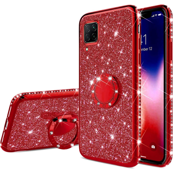 Etui til Huawei P40 Lite/Nova 6 SE Lite, Glitter Bling Sparkle Shiny Diamond Bumper Design med Ring Stand Soft TPU Telefon Etui Cover