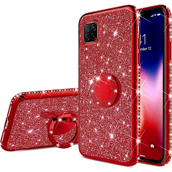 Kotelo Huawei P40 Lite/Nova 6 SE Lite -kotelo, Glitter Bling Sparkle Shiny Diamond Bumper -suunnittelu rengasjalustalla Pehmeä TPU-puhelinkotelo