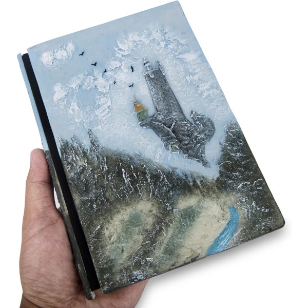 3D Relief Notebook Journal Skriva Präglad Notebook Journal Handgjord daglig anteckningsbok Antik resedagbok (7,3" x 5,1" (Blå-slottet)