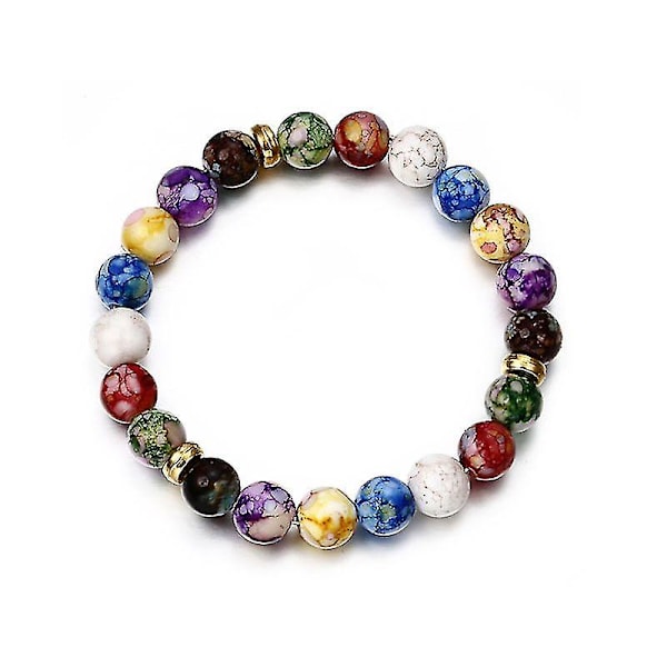 Färgglada Pärlor Regnbåge Healing Crystal Chakra Yoga Hologram Armband För Kvinnor