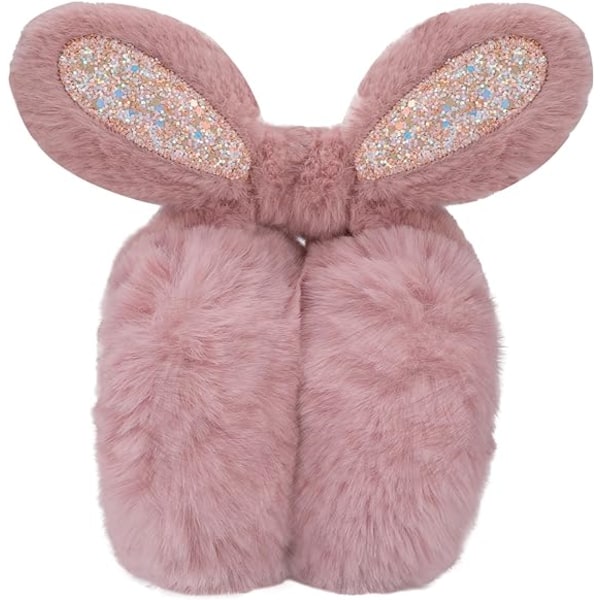 Women Girl Sequin Earmuffs Warm Plush Ear Warmer Cute Rabbit Cat Ears Foldable Ear Muffs for Cold