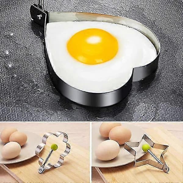 5 former non-stick stekt eggform eggringer med håndtak rustfritt stål pannekakeform stekt eggform for eggmuffins omeletter pannekake PXCL