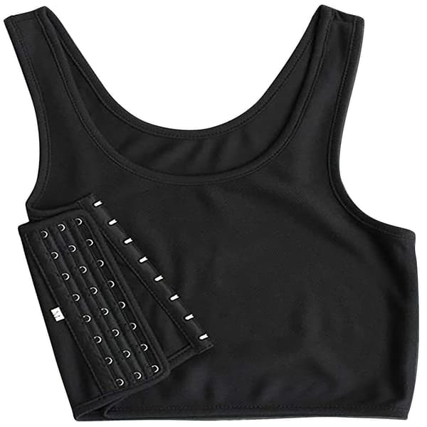 Fashion Kompression Bryst Binder Kvinder Ærmeløs Vest Solid Kort Tank Toppe Sort Black XL