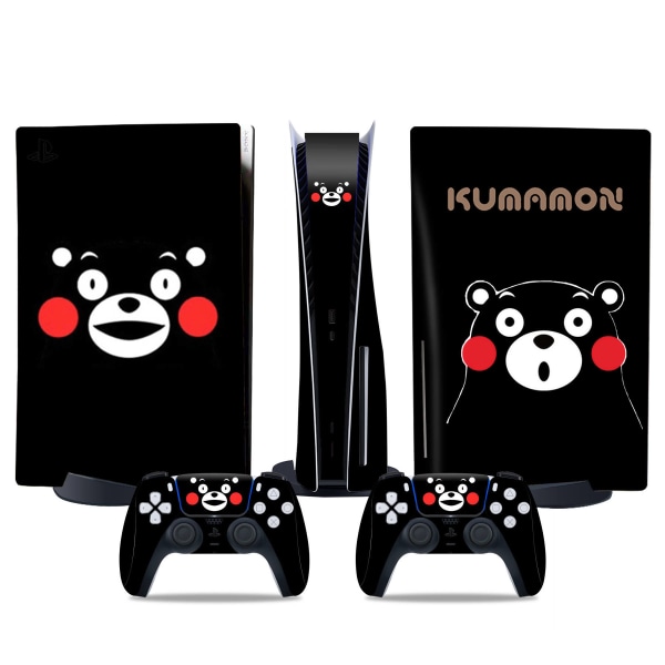 PS5 optisk enhetsversion klistermärke, cool PS5 hud, kontrollhandtag, för PS5 konsol och kontroller, Bedårande klistermärke, Söt hud, Tecknad anime, Kumamon Pattern01