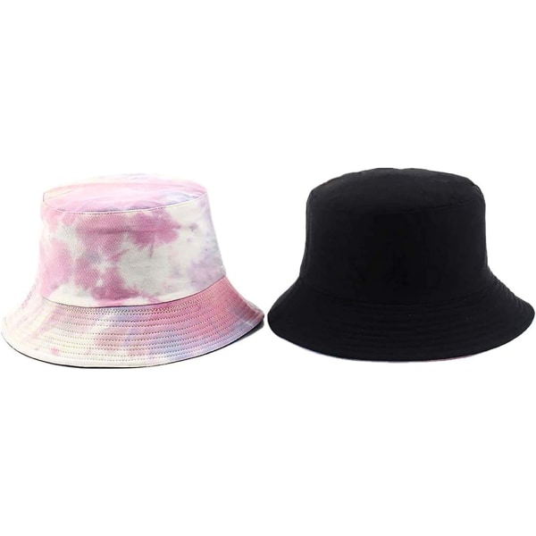 Tie Dye Bucket Hat Reversible Bomull Flerfarget Fiskerlue Pakkbar Solhatt