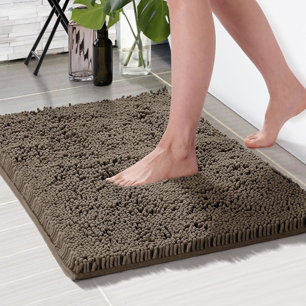 Badrumsmattor, 17\"x24\", halkfria badmattor för badrum, absorberande duschmattor, mjuk chenille badmatta, liten badrumsmatta golvmatta för badkar