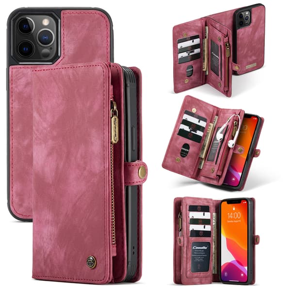 CaseMe 008 Series läderfodral, iPhone 12 Pro Max, röd red