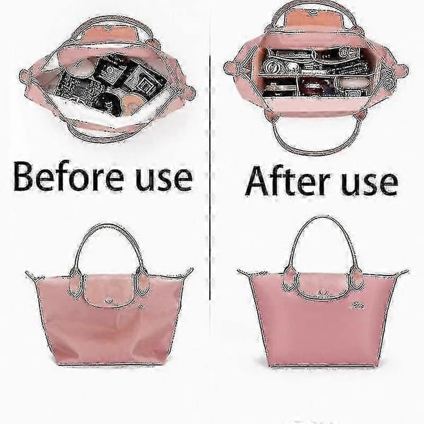 3 handväska filtförvaringsväskor, resesminkväska, bärbar väskfoder, med tygbaksida - rosa M B style5 M