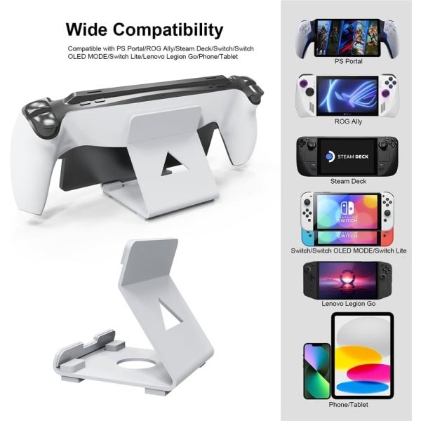 Håndholdt spillkonsollholder Tabletter Stativ, Tablettstativ for PlayStation Portal/for Rog Ally Spillmaskin Tablettstativ Holder Tilbehør (hvit)